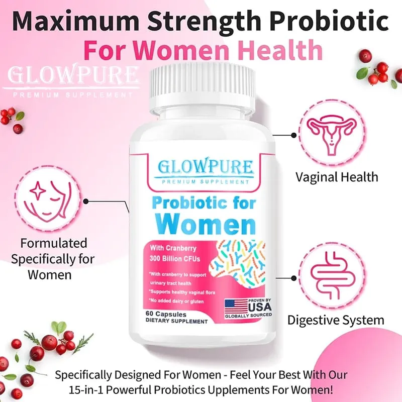Probiotics for Women 300 Billion CFUs Probiotics 15-in-1 for Vaginal Urinary Tract PH Balance Digestive Gut Bloating Health — image 6