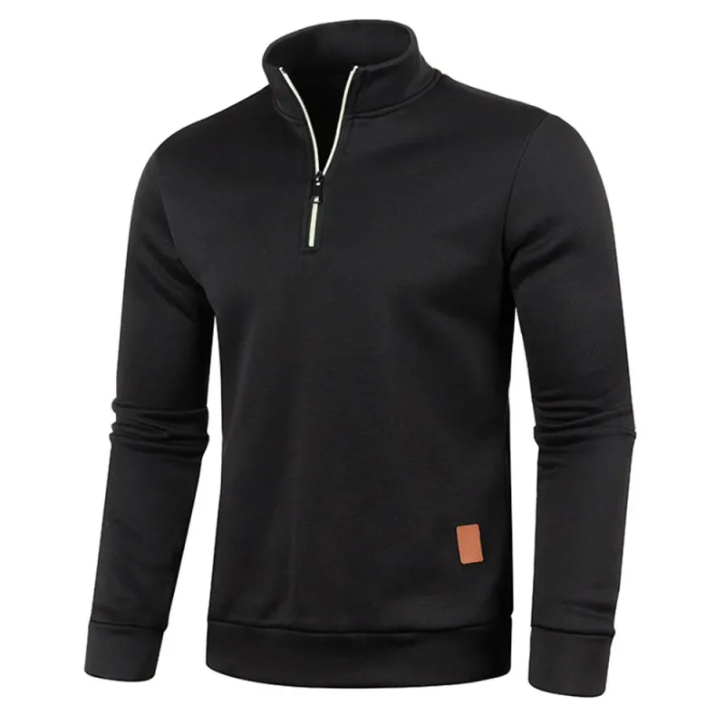 Men Sweatshirts Spring Thicker Pullover Half Zipper Pullover for Male Hoody Outdoor Sweatshir Autumn Solid Color Turtleneck Swea — image 5