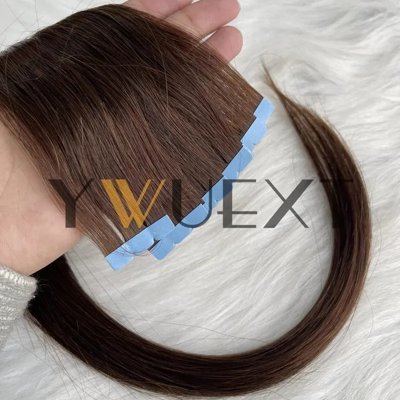 Mini Tape in Human Hair Extensions 12"-20" Straight Natural Black 1B# Machine Made Remy Hair 10pcs/pack Invisible Tape Hair for Women Black Friday — image 12