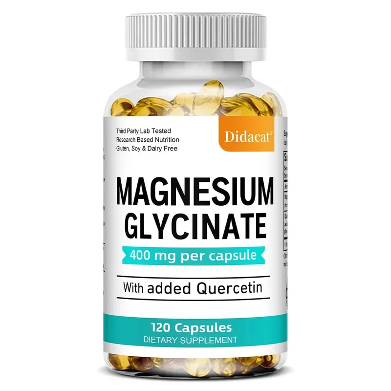 Magnesium Glycinate - with Quercetin Improve Cardiovascular Health Reduce Stress and Promote Healthy Sleep Muscle Growth