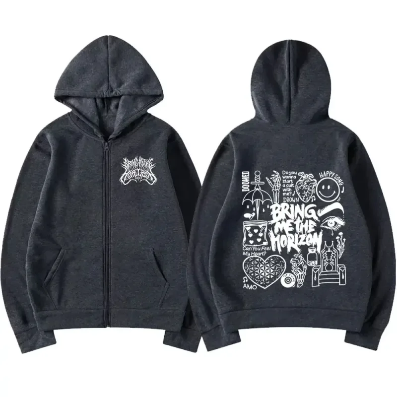 BringMe TheHorizon Zipper Hoodies Heavy Metal Rock Band Oversized Zip Up Sweatshirts Men Women Casual Harajuku Jacket Coats — image 4