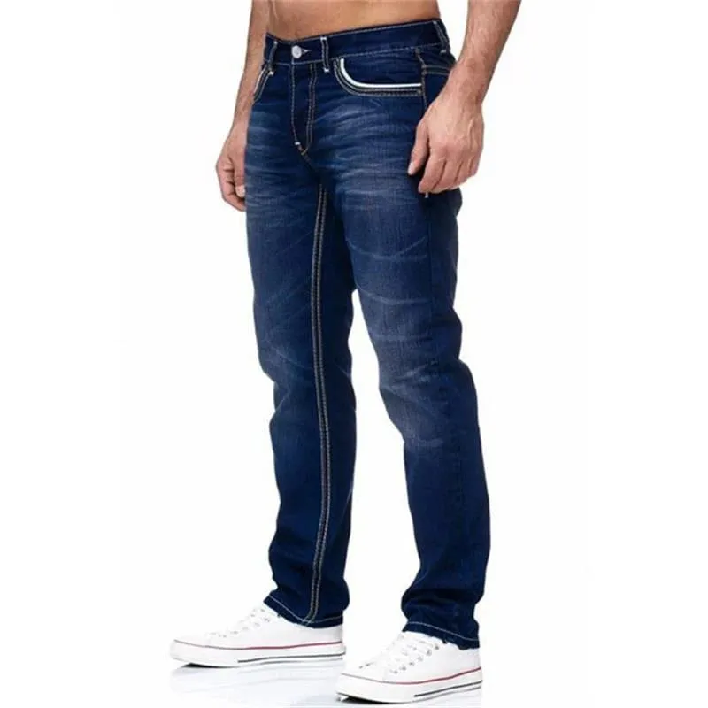 Men Jeans Black Straight Pants Spring Autmun Pockets Denim Casual Tousers Light Blue High quality Streetwear Jeans Men — image 7