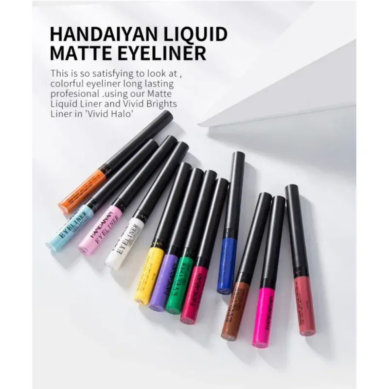 12pcs Colorful Waterproof Eyeliner Pen Set Fluorescent Matte Long-Lasting 24hrs Eye Liner Pencils for Face Makeup Decoration — image 3
