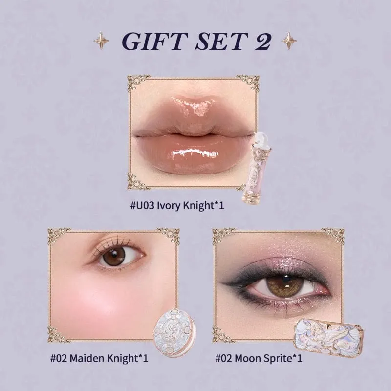 Flower Knows Knight Unicorn Collection Makeup Gift Set 3PCS Kit Eye Shadow Palette Long Lasting Lipstick Blusher Setting Powder — image 10