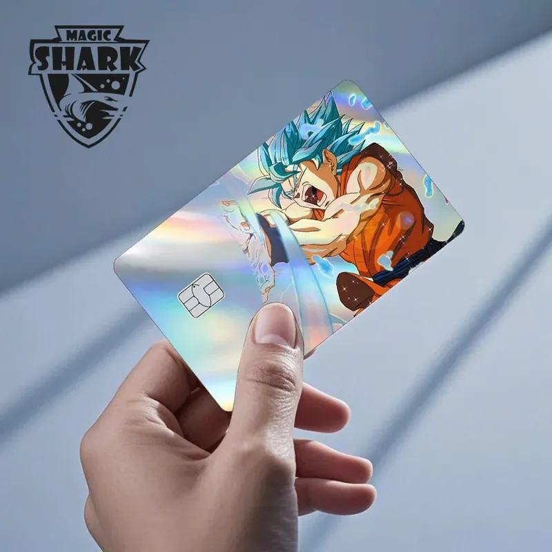 Magic Shark Goku Vegeta Cool Shinny Holographic Laser Credit Debit Card Sticker Film Front Skin Cover — image 3