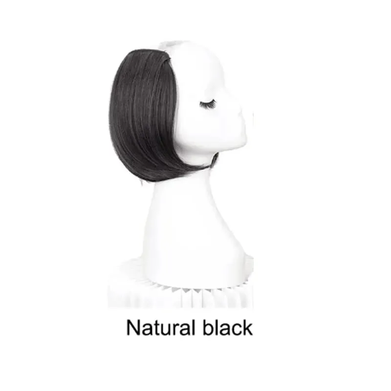 8Inch Synthetic Short Straight Internal Buckle V-shaped Half Head 4Clips Hair Extension Invisible Hairpiece for Women