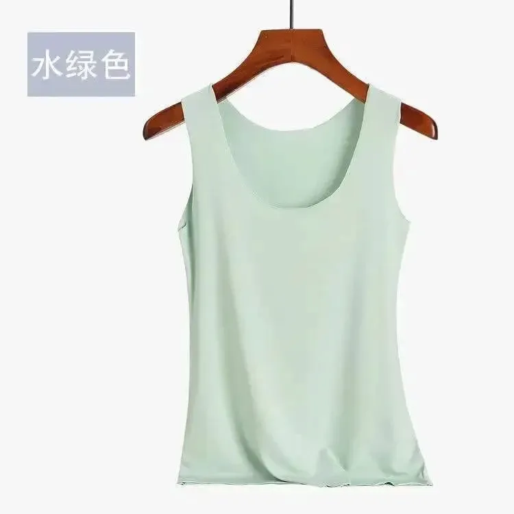 Tank Tops Summer Seamless Ice Silk Vest Women Wear Undershirt Underwear Female Students Korean-Style Slim Strap — image 7