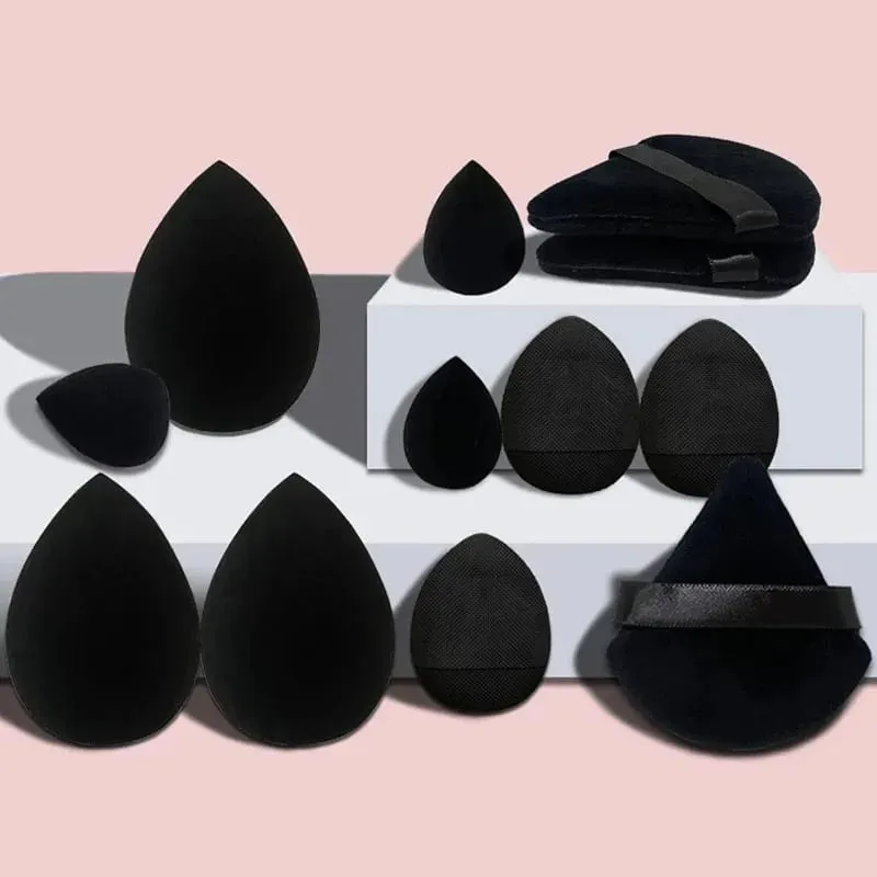Solid Color 12PCS Makeup Sponge Set Loose Powder and Finger Catching Thumb Puff Cotton Mini Powders Puffs Soft Makeups Eggs Set