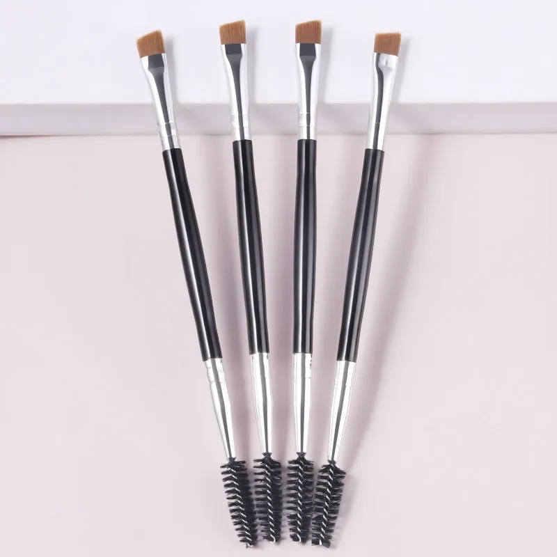 듀얼 헤드 눈썹 메이크업 브러쉬 4Pcs 스풀리 래쉬 브러쉬 각진 눈썹 채우기 브러쉬 전문 눈 화장품 도구 — image 3