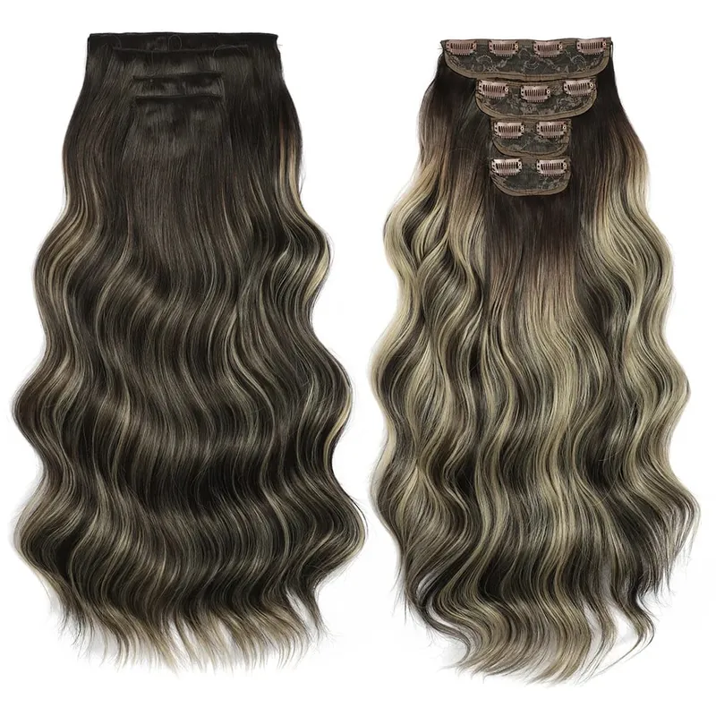 Water Wave Clip in Hair Extensions 22 inches 4 pcs/lot Soft Thick Natural Heat Resistant Fiber Clip in Synthetic Hair — image 12
