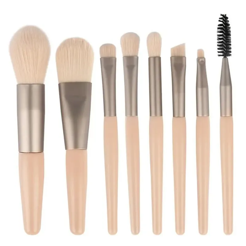 Set of 8 Soft Bristle Make Up Brushes Premium Synthetic With Bag Eyeshadow Brush Eye Facial Beauty Foundation Brush — image 3