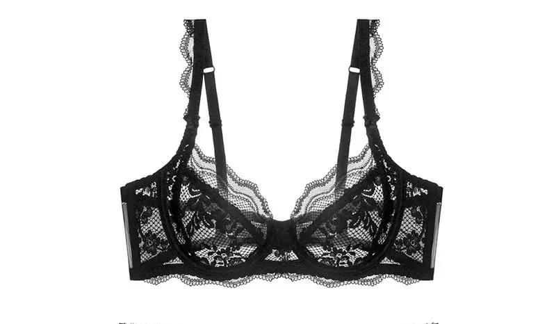 New Arrival damski ultracienki wiktoriański koronkowy zestaw push-up miękkie fiszbiny zbierają podnieś niewyściełany komfortowy oddychający komplet bielizny — image 12