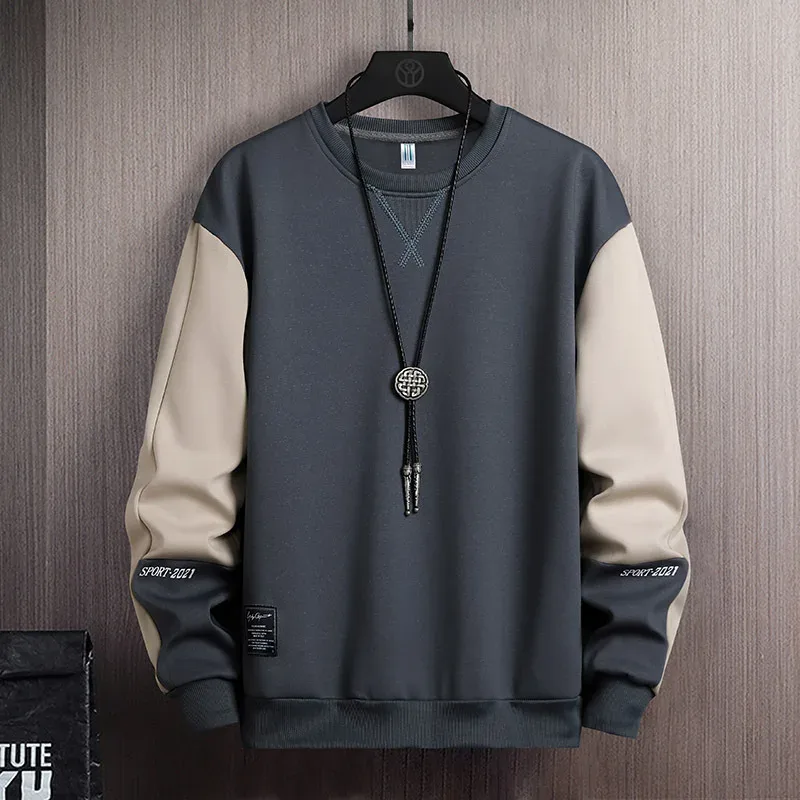 2026 Men Casual Sweatshirt Hoodie Men Harajuku Streetwear Pullover Male Patchwork Loose O-Neck Fashion Hip Hop Hoodies — image 3