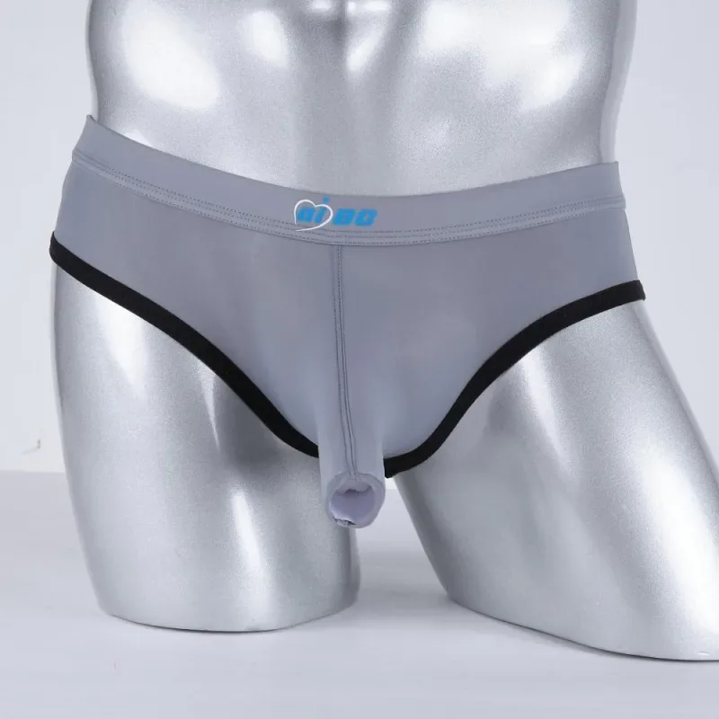 Men's Erotic Briefs Elephant Nose Open Sheath Bikini Gay Sexy Thin Ice Silk Penis Bulge Separate Elastic Quick Dry Sports Tangas — image 18