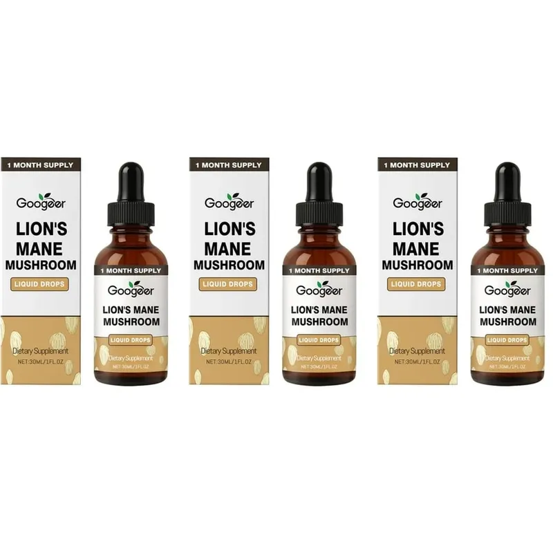 Googeer Lion's Mane Mushroom Liquid Drops الذاكرة ودعم التركيز للوضوح المعرفي والرشاقة العقلية خالية من الكحول 30 مل — image 9