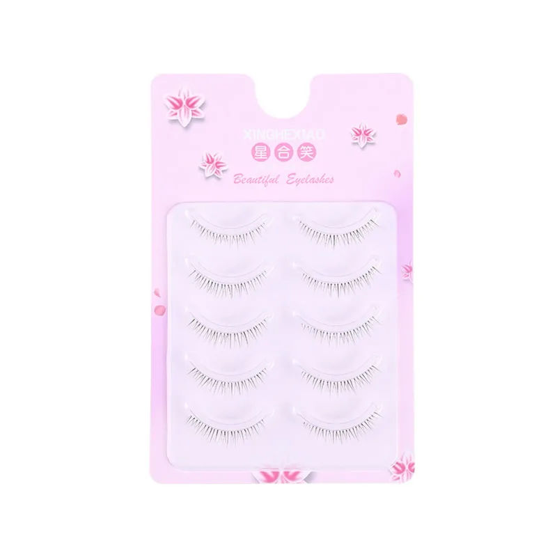 5pairs Clear Band Lower False Eyelashes Natural-look Lashes For Daily Makeup Invisible C Curl Synthetic Fiber Beauty Eye Tool