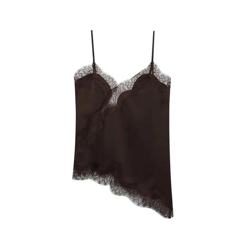 Sexy Chic Black Lace Cami Tops Women V Neck Patchwork Sleeveless Y2K Girl Top Fashion 2025 Summer Fall Holiday Beach Top — image 13