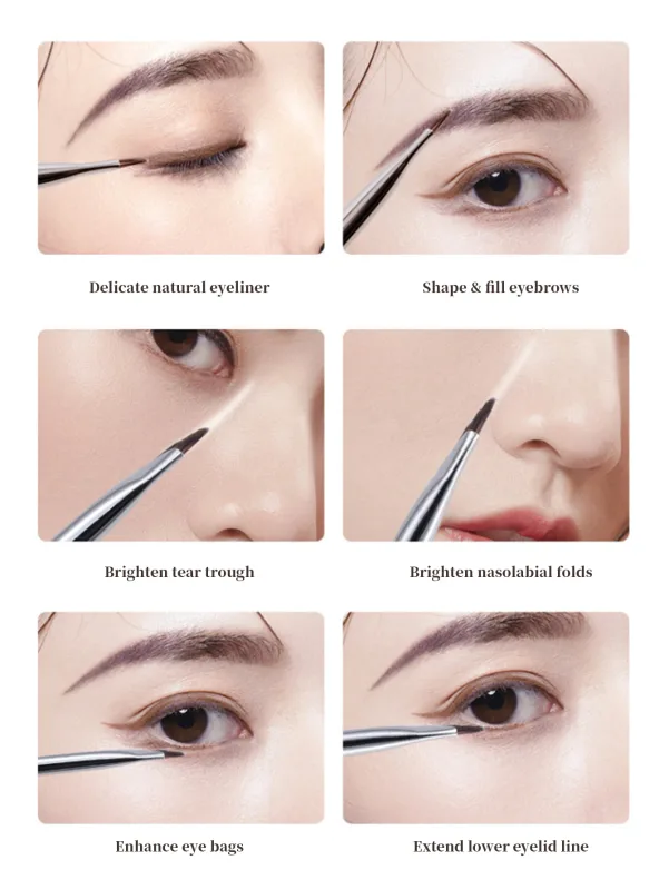 1 Set Of 5 Makeup Brushes Blade Eyeliner Brush Lower Eyelid To Flat Head Oblique Angle Eyebrow Brush Horizontal Silkworm Brush — image 4