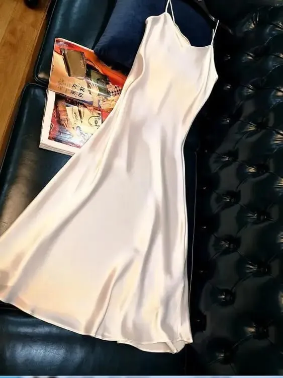 Women Slip Dress Satin Sleeveless V-Neck Solid Silk Elegant Vintage Lady 2026 Summer Female Long Spaghetti Strap Dresses Vestido — image 15
