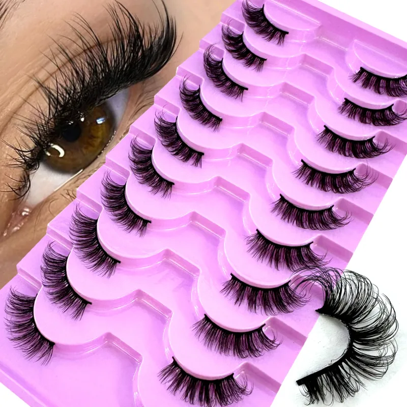 Demi-Cils 10 paires Demi-Cils doux naturel Cils yeux de chat outil de maquillage Faux Cils Extension moelleux Faux Cils — image 13