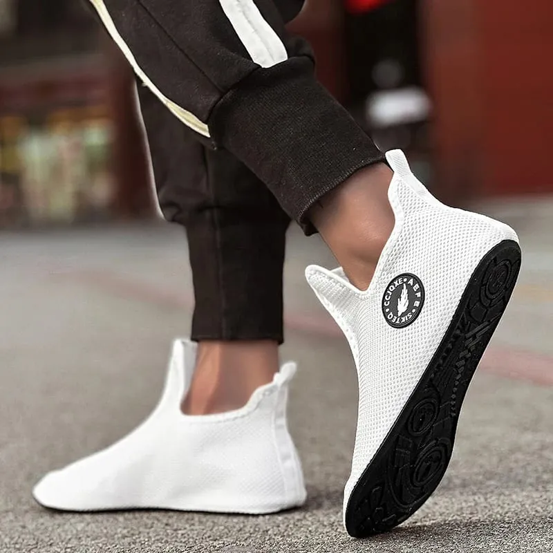 White Sneakers Men Casual High Top Shoes Comfortable Breathable Outdoor Sports Shoes Non Slip Lightweight Walking Shoes — image 4