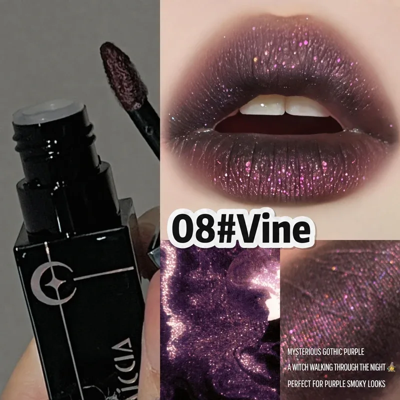Glitter Lip Gloss Shimmer Lip Glaze High Pigment Long Lasting Non Sticky Sparkle Liquid Lipstick 8 Colors Makeup