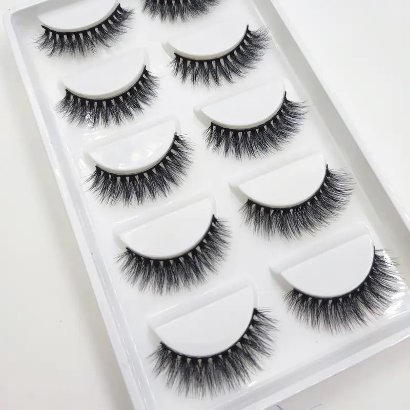 5Pairs 3D Natural Mink Eyelashes Thick False Eye Lashes Lashes Soft Fake Eyelash Wispy Makeup Cilios H13 — image 1