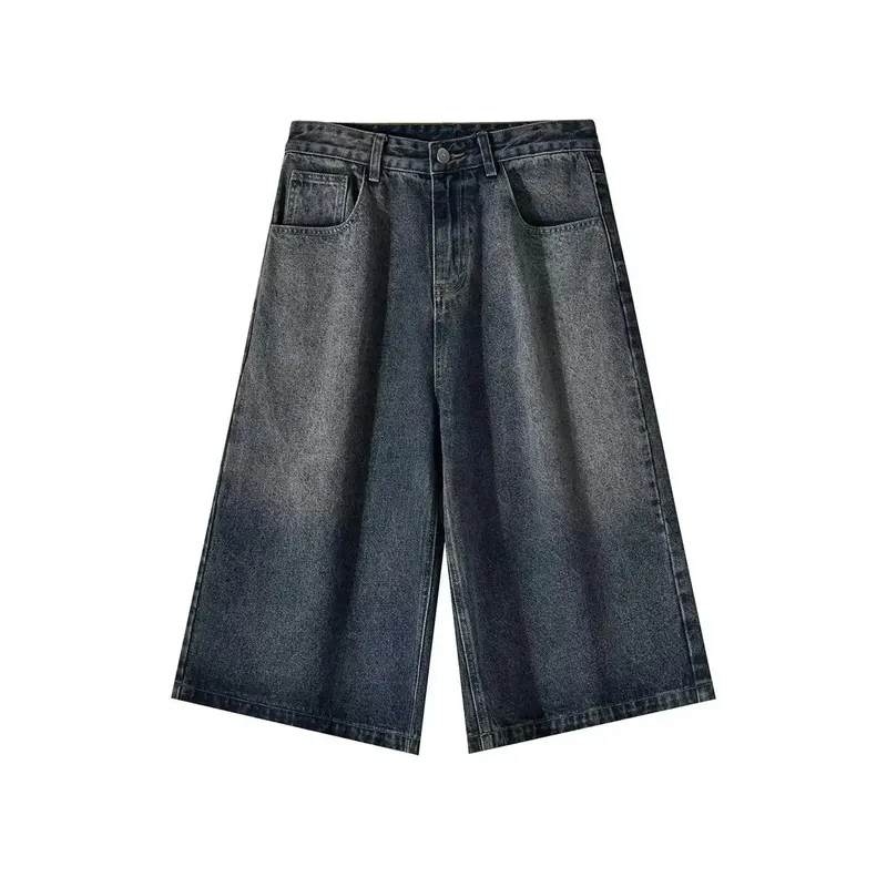 Wide-leg Seven-point Denim Shorts Men's 2025 Summer New High-end Fashion Brand Straight Casual Pants Man Jeans Y2k Clothes Baggy — image 12