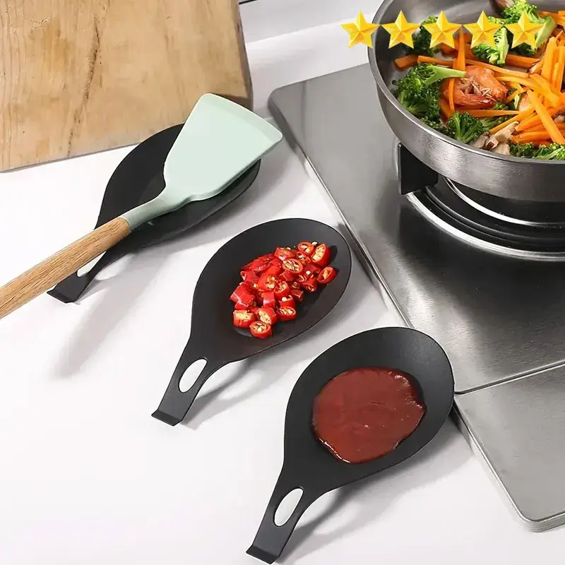 1/4 pçs silicone colher resto espátula titular resistente ao calor utensílio placemat bandeja ferramentas de cozinha espátula resto acessórios de cozinha — image 1