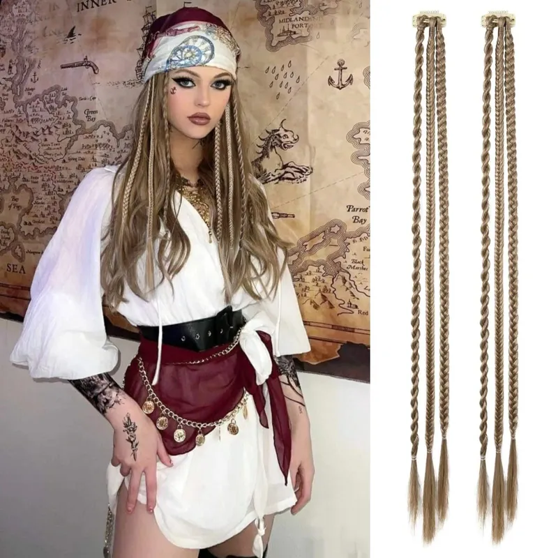 Braid Hair Extensions Clip in Hair Extensions One Clip Long Natural Soft Synthetic Hairpieces for Women Highlights — image 10