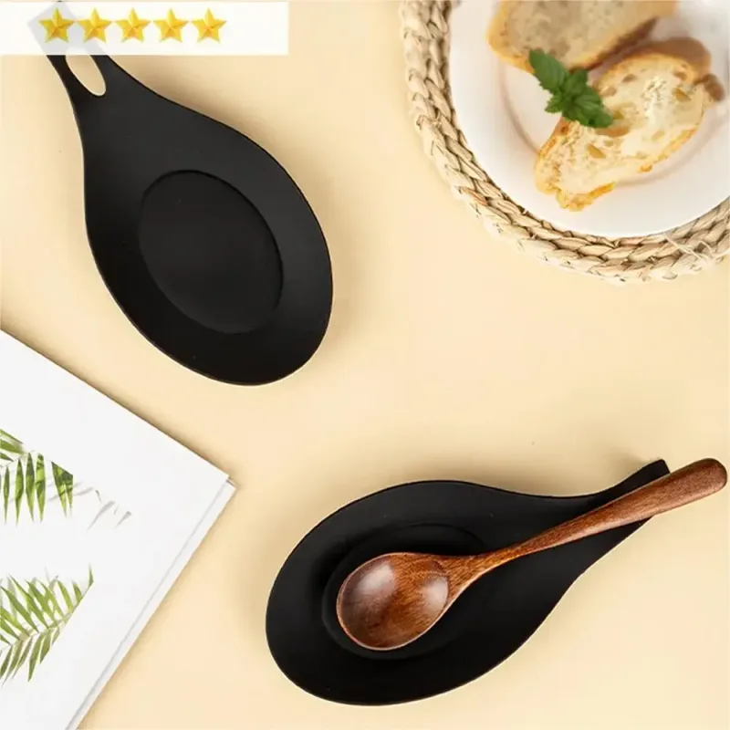 1/4 pçs silicone colher resto espátula titular resistente ao calor utensílio placemat bandeja ferramentas de cozinha espátula resto acessórios de cozinha — image 2