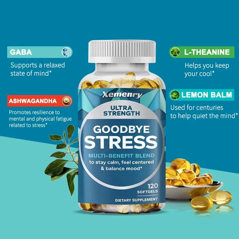 Goodbye Stress Capsules - Contains GABA L-Theanine To Relieve Mood and Stress Gluten-free