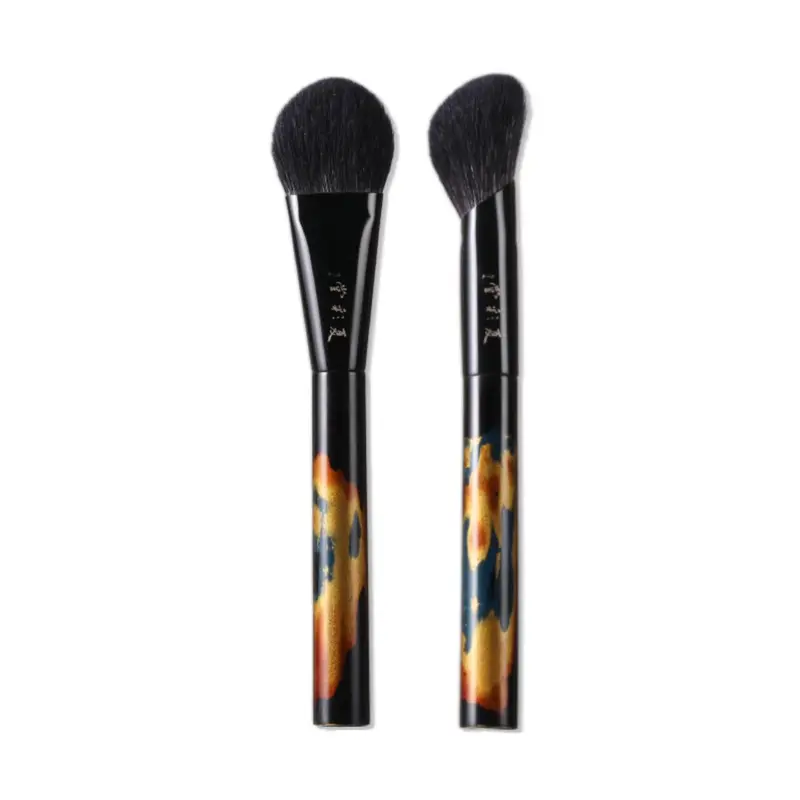 Professional Handmade Make Up Brush 1PC Blush Contour Brush Soft Silver Fox Goat Hair Luxury Raw Lacquer Handle Makeup Brushes — image 1