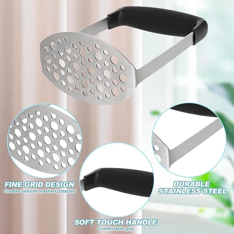 Stainless Steel Potato Masher Creative Potatoes Masher with Non Slip Handle Potatoes Crusher Garlic Fruit Presser Kitchen Gadget — image 4