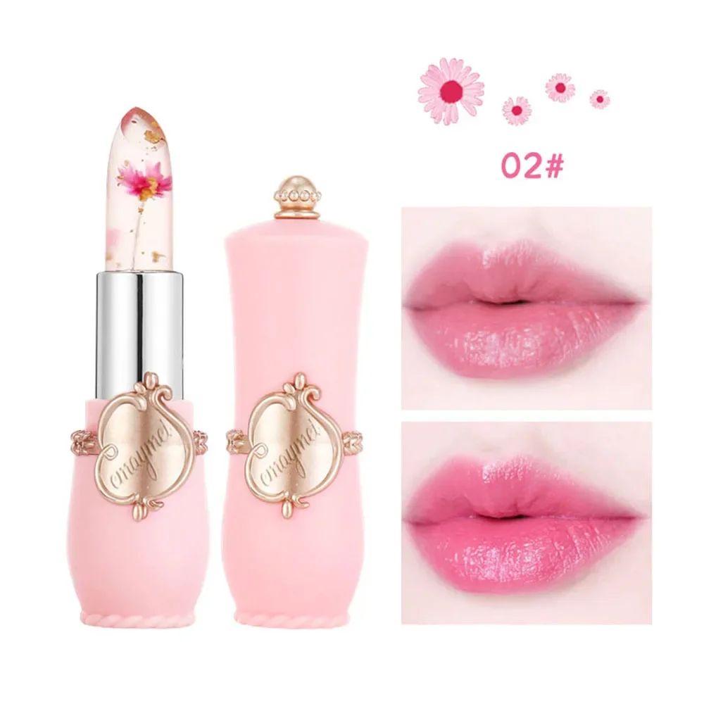 Flower Jelly Lipstick Set Temperature Change Moisturizer Flower Lip Stick Long Lasting Lip Balm Magic Color Change Lip Gloss Set