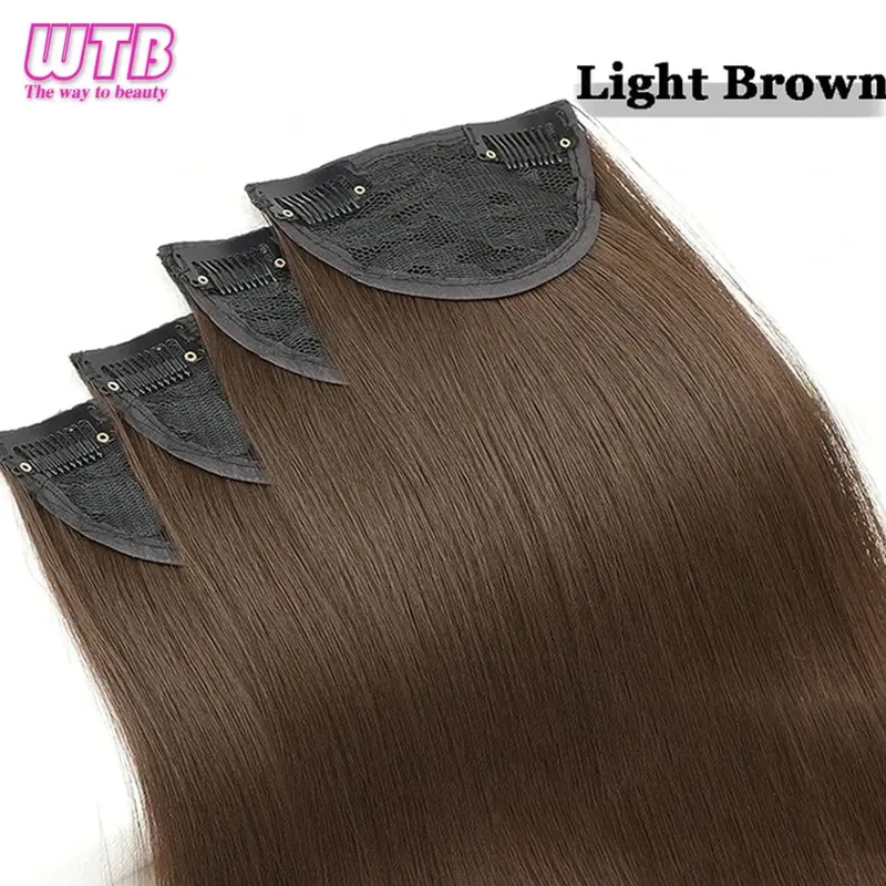 24inch Synthetic Hair Pads Invisible Seamless Clip In Hair Extensions 4 Pieces Set Invisible Straight Hair For Everyday Wear — image 8