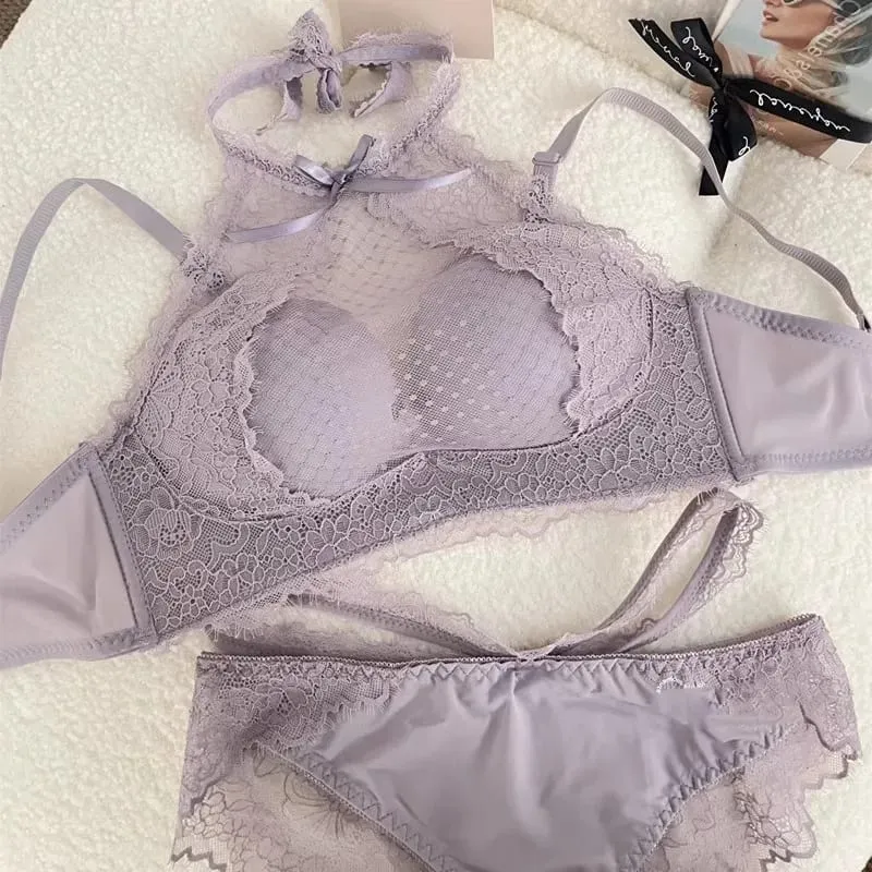 Halter Neck Push Up Bra - Latex Lace Bralette for Small Bust Voluptuous Lift & Pure Seduction Wireless Lingerie Cover Bra — image 12