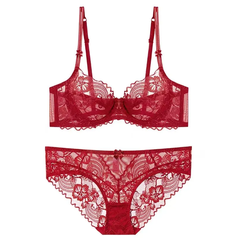 Ultra Thin Lace Bra Set French Anime Inspired Lingerie Small Boobs Traceless Bralette Sensualit Push Up Pure Desire Gathering — image 13