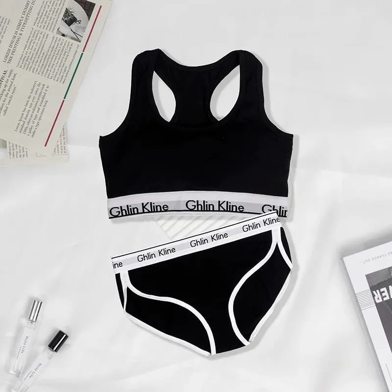 S-XL Plus Size Sports Bra Panty Set Body Shaped Sponge Pad Vest with Underwear — image 14