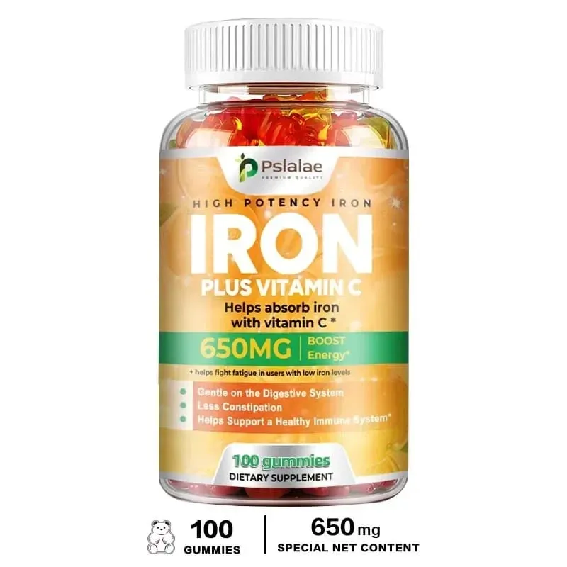 Iron Gummies 650 Mg - Supports Red Blood Cell Production Promotes Absorption Relieves Fatigue Improves Energy Gluten-free