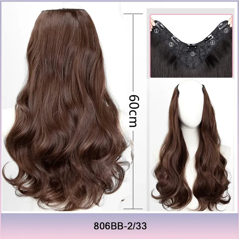 Part Synthetic Clip In Hair Extension Long Thick Curly Natural Blonde Flase Hair Hairpieces For Women Heat Resistant — image 10