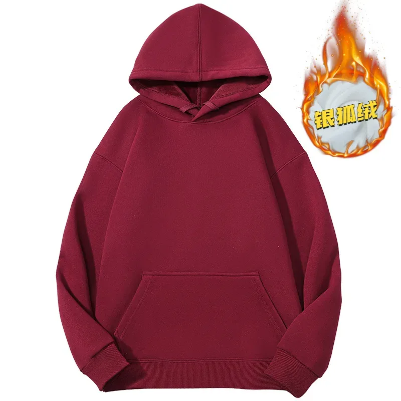 Customized Your Brand Logo DIY Design 600GSM Mens Hoodies High-quality Women Sweatshirt Solid Color Cotton Loose Streetwear — image 39