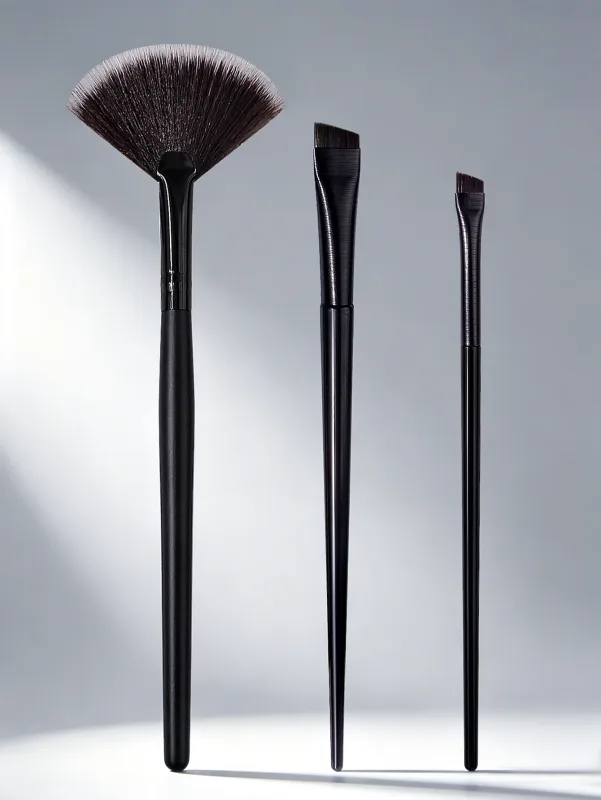 3 pçs ventilador iluminador escova angular sobrancelha delineador pincéis de maquiagem conjunto de cabelo sintético macio preciso olho rosto escovas cosméticas