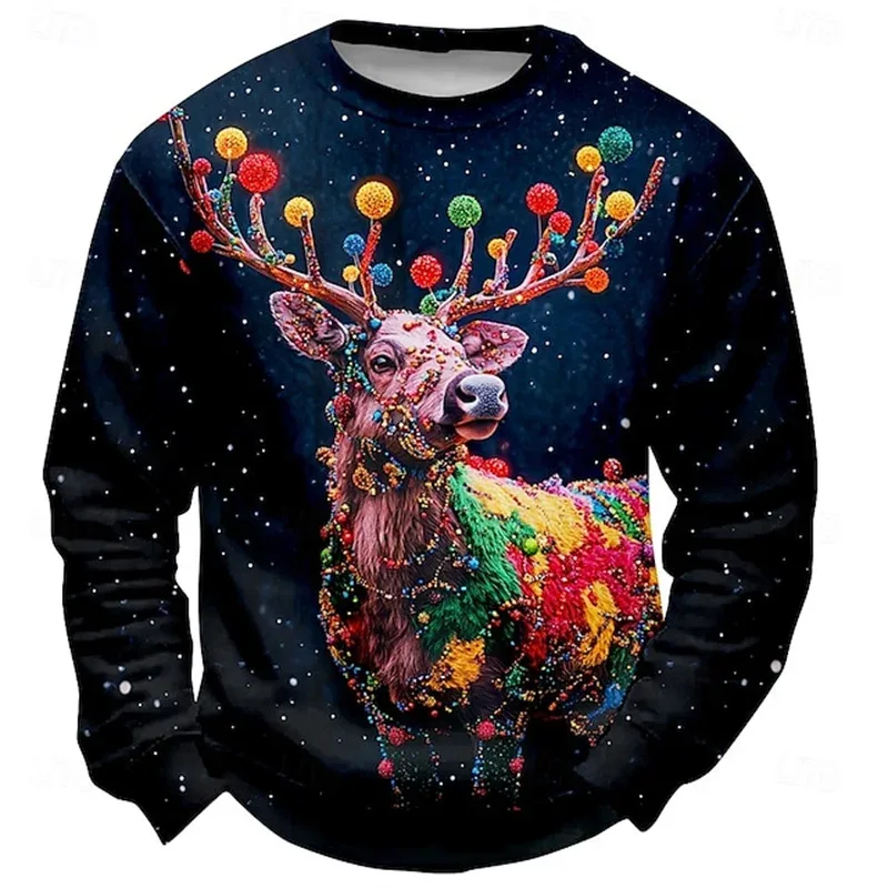 Christmas Fake Suit Pattern Hoodie For Men Santa Claus 3D Printed Sweatshirt Autumn Long Sleeve Tops O-Neck Hoodies Pullovers — image 4