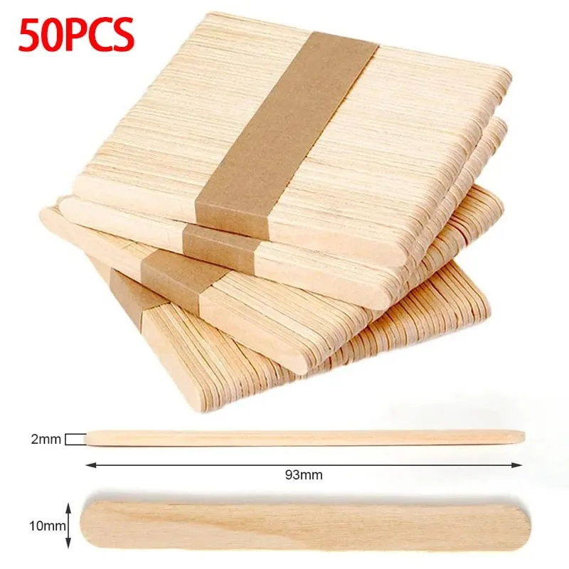 50/100pcs Ice Cream Sticks Wooden Popsicle Sticks Hand Crafts DIY Wooden Decoration