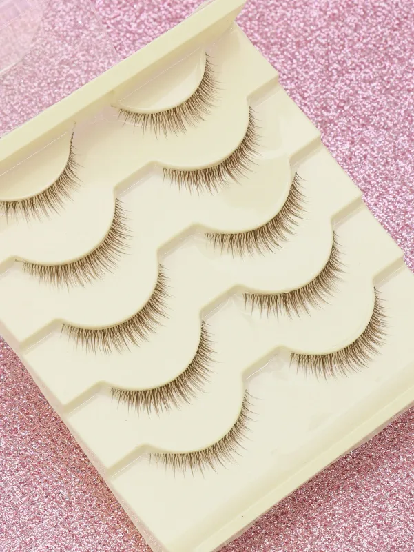 7/5 pairs brown 3D Mink Lashes Silk Eyelashes Natural Long False Eyelashes Dramatic Volume Fake Lashes Makeup Eyelash Extension