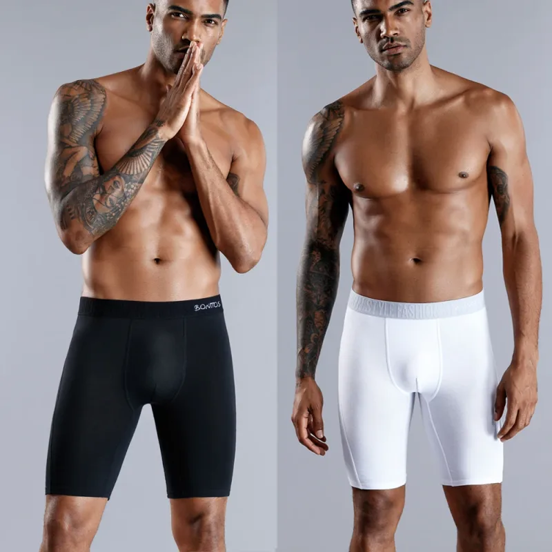 4pcs Long Boxers for Men Underwear Plus Size Men's Panties Sexy Long Leg Underpants Cotton Mens Boxer Shorts Fashion Male Trunk — image 4