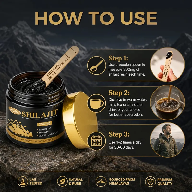 100% Pure Natural Original Shilajit Resin Himalaya Support Hormone Balance for Men & Women Support Immunity Heart & Skin Health