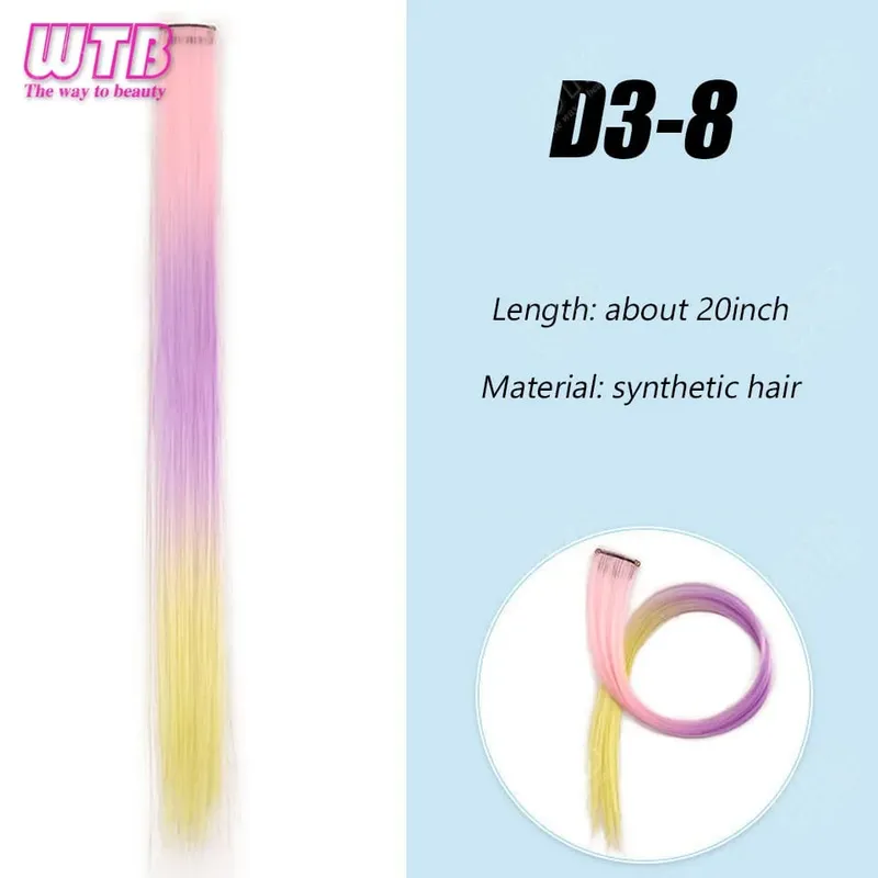 Synthetic Colored Clip in Hair Extensions Straight Hairpiece Multi-Colors Party Highlights Clip in Synthetic for Women Girls — image 16