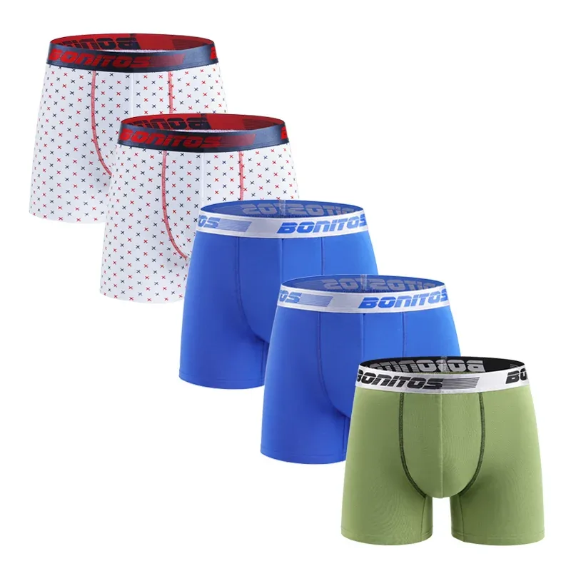 5 stücke männer Unterhosen Baumwolle Boxer Briefs Klassische Männer Höschen BONITOS Brief Elastischen Bund Boxer Unterwäsche Für Mann Shorts — image 12